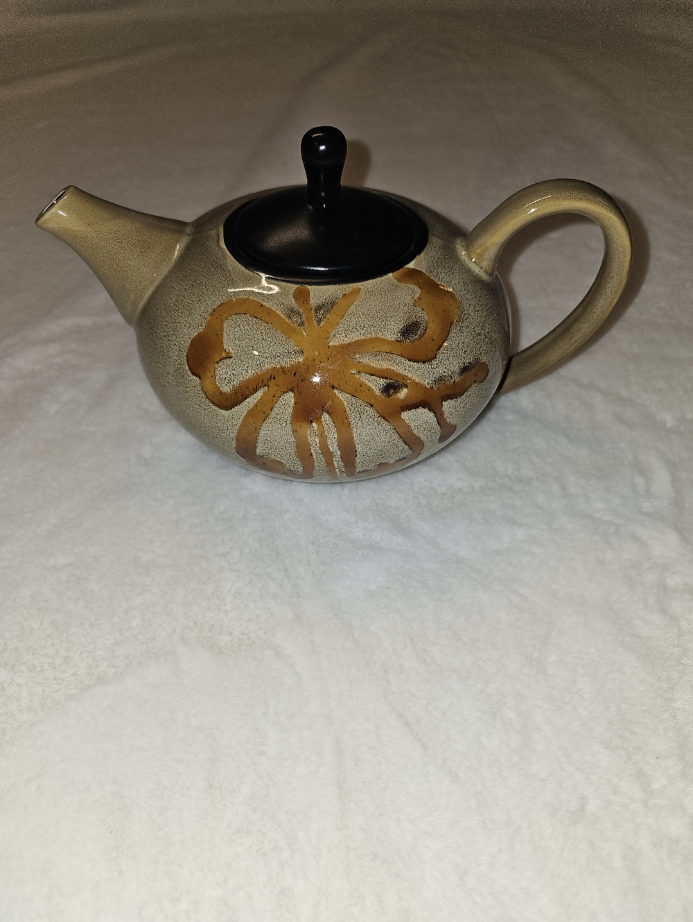 Pier 1 KIOKO Handpainted Stoneware Teapot with Black Lid